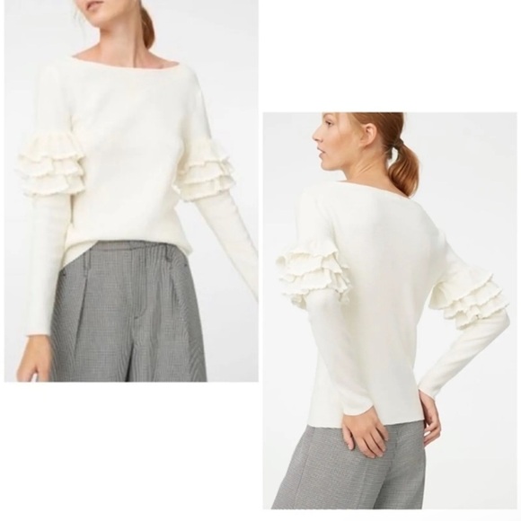 Club Monaco Wool Sweater Ruffle Sleeve - Picture 5 of 5